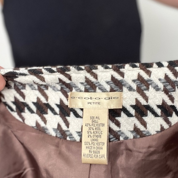 EUC E.col.o.gie Belted Houndstooth Wool Jacket - Picture 5 of 6